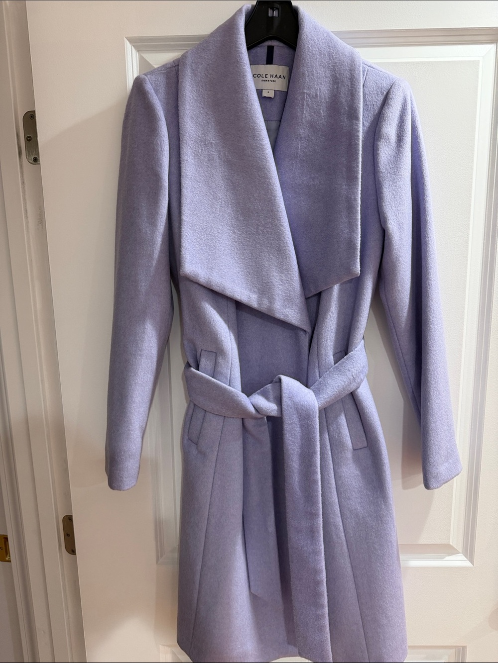 Like New Gorgeous Cole Haan Lilac Wrap Coat with Belt - Wool Blend